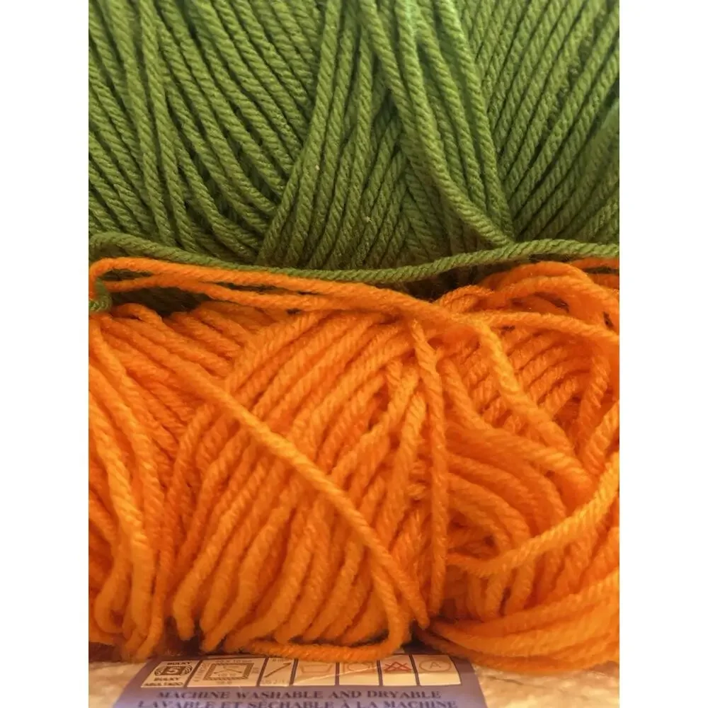 VTG Lot of 3 Skeins‎ Bernat And Caron Yarn 100% Acrylic Green Orange White 16 Oz